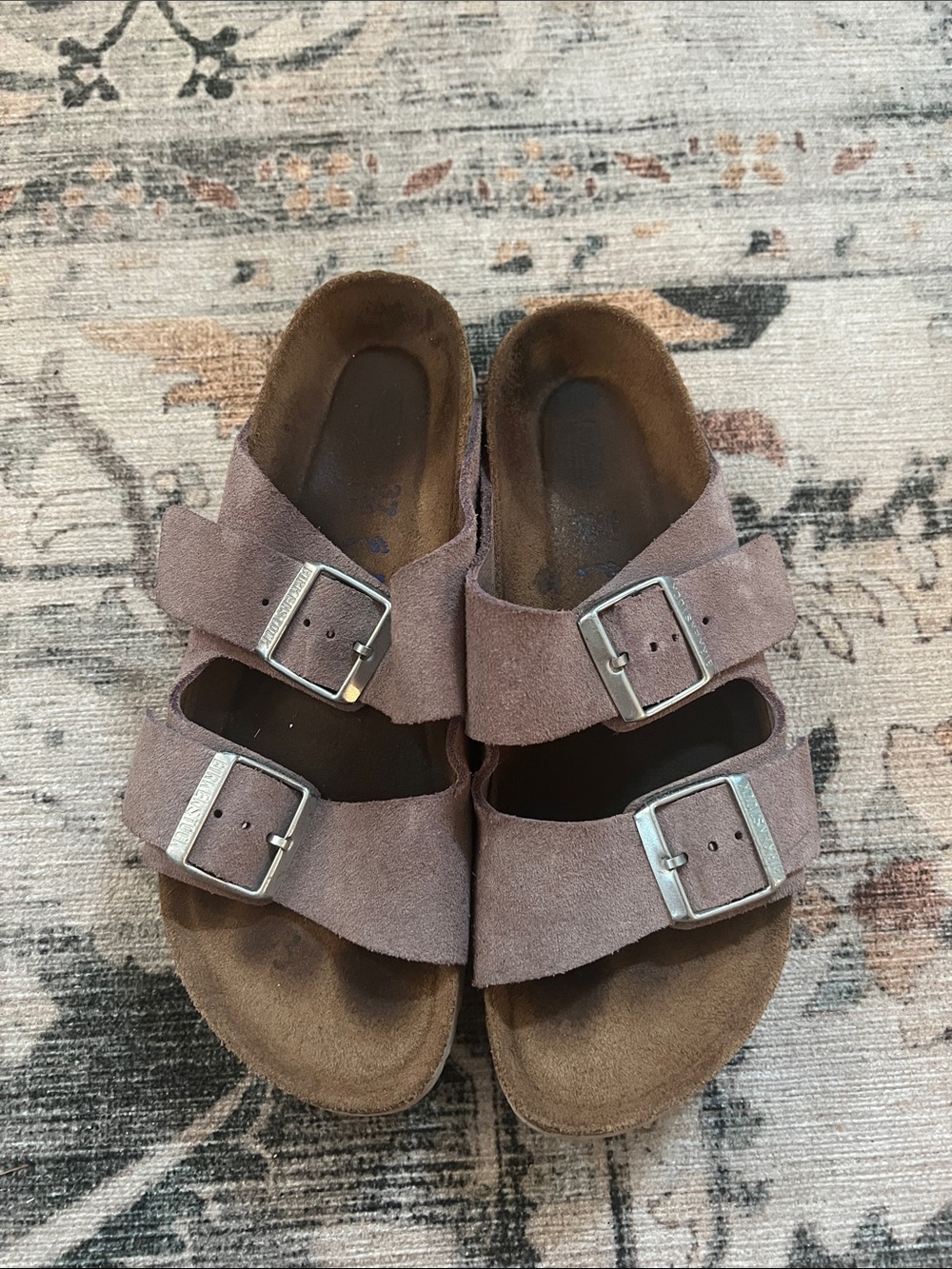 Women’s Lilac Suede Double-Buckle Sandals